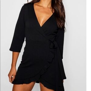 Formal Tie Wrap Frill Detail Skater Dress